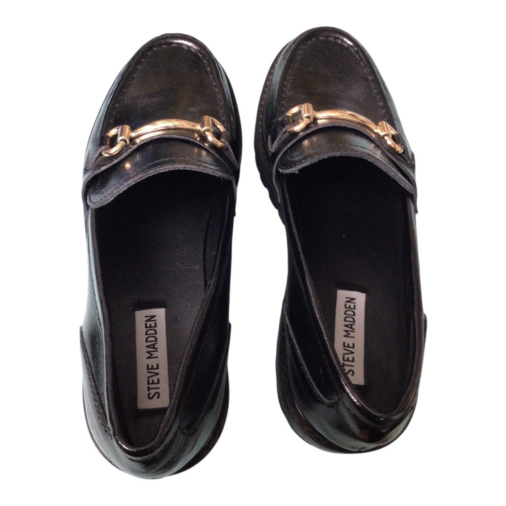 Steve Madden Mistor Black Patent Leather Loafers Horse Bit 10M - Picture 7 of 9